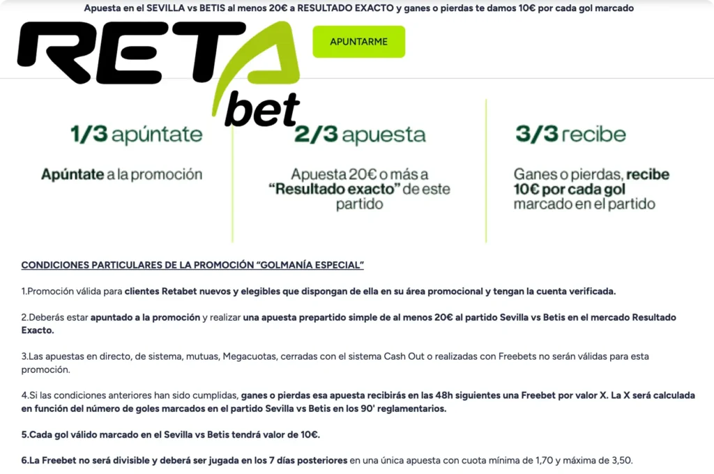 Términos de bonificación y código promocional retabet