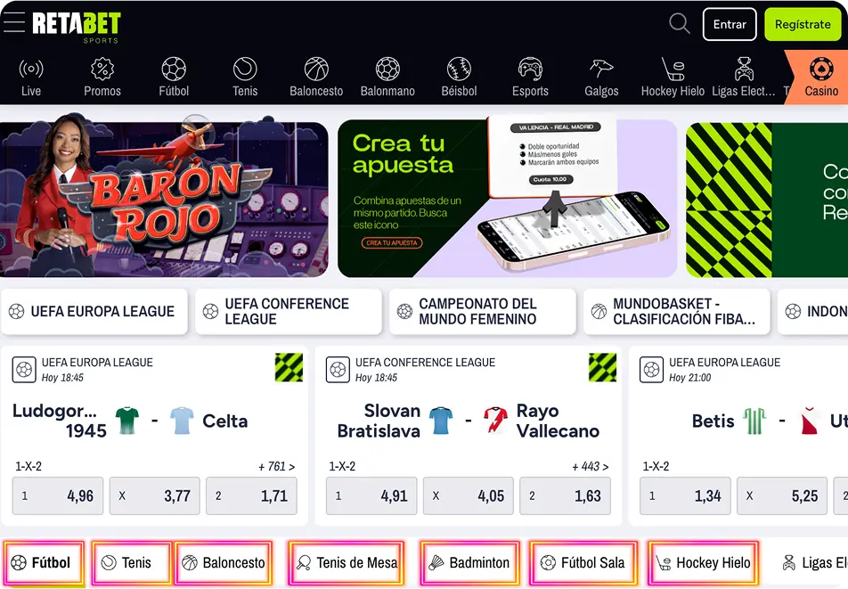 retabet categorías de apuestas deportivas